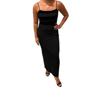 Rampage Full Length Dress Black Velvet Sheer Striped Formal Gown Size 4